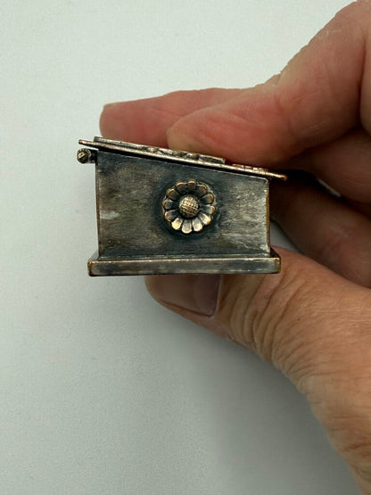 VTG Silver Plate Postage Stamp Box w/ND Crest /ro