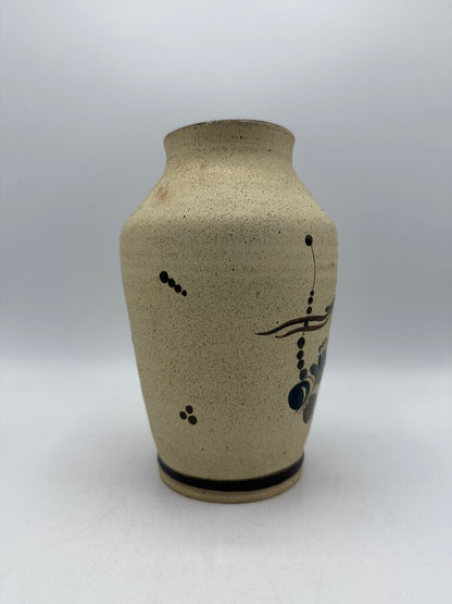 Tonala Mexico Pottery Vase Bird/Floral 8” tall /ro