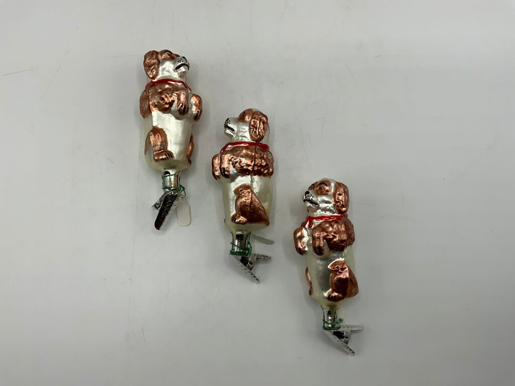 Old World Christmas Ornament Set of 3 Dogs Clip Ons /rw