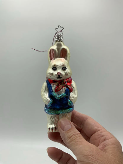 Old World Christmas Ornament Set of 2 White Rabbits /rw
