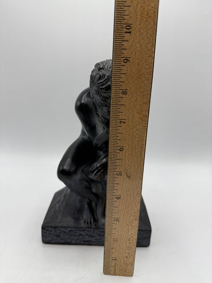August Rodin “The Thinker” Figurine 9.5” Black Chalkware /ro