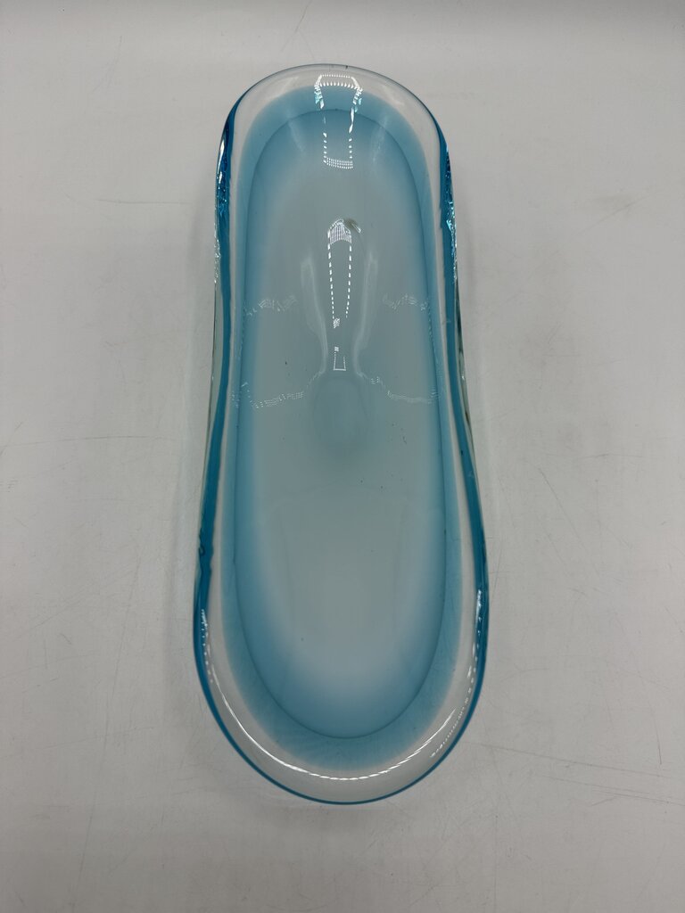 Vintage Murano Art Glass Dish Trinket Tray Blue /ro
