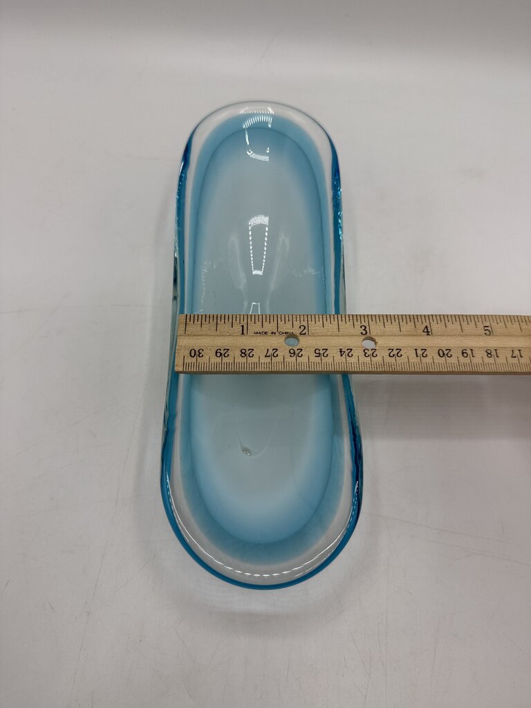 Vintage Murano Art Glass Dish Trinket Tray Blue /ro