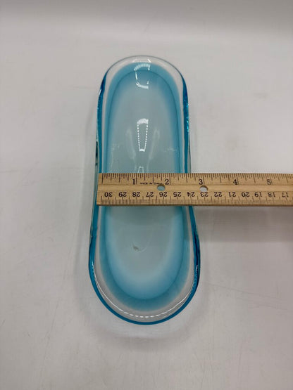 Vintage Murano Art Glass Dish Trinket Tray Blue /ro