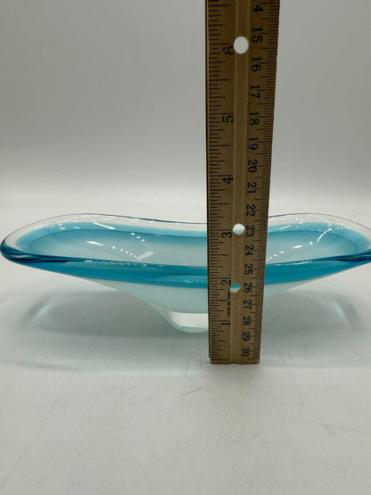 Vintage Murano Art Glass Dish Trinket Tray Blue /ro