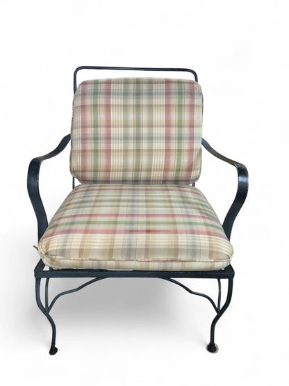 Green And Pink Upholstered Wrought Iron 2 Chairs