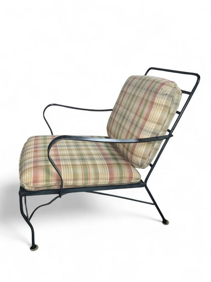 Green And Pink Upholstered Wrought Iron 2 Chairs