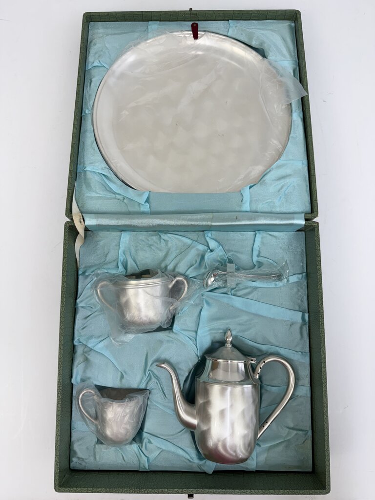 Vintage Martian Sskk Japan Brushed “Pearl Silver” 5 Pc. Tea Set /rb