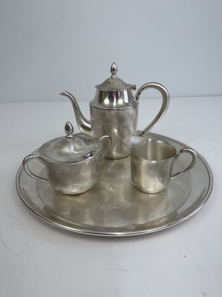 Vintage Martian Sskk Japan Brushed “Pearl Silver” 5 Pc. Tea Set /rb