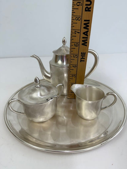 Vintage Martian Sskk Japan Brushed “Pearl Silver” 5 Pc. Tea Set /rb