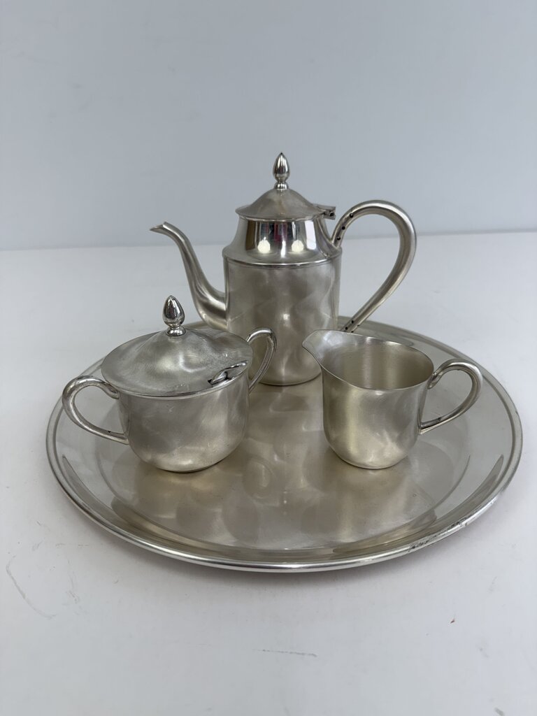 Vintage Martian Sskk Japan Brushed “Pearl Silver” 5 Pc. Tea Set /rb