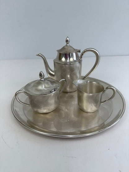 Vintage Martian Sskk Japan Brushed “Pearl Silver” 5 Pc. Tea Set /rb