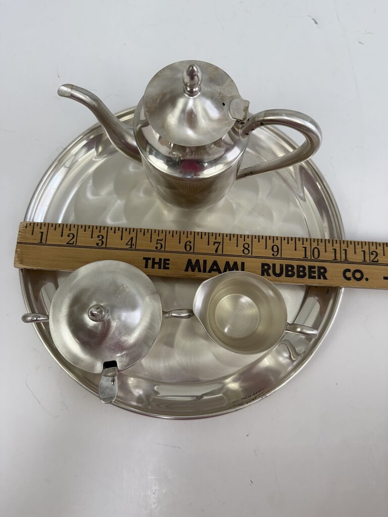 Vintage Martian Sskk Japan Brushed “Pearl Silver” 5 Pc. Tea Set /rb
