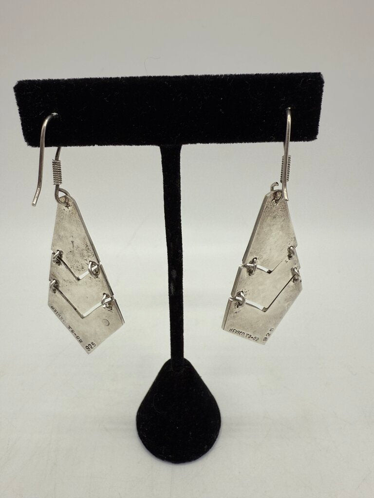 Mexico 925 Sterling Inlaid Crushed Malachite Pierced Earrings /ro