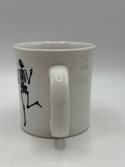 Fiestaware Halloween Java Mug White w/Black Trio of Dancing Skeletons /rc
