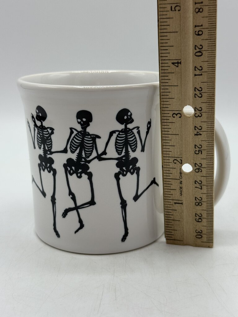 Fiestaware Halloween Java Mug White w/Black Trio of Dancing Skeletons /rc