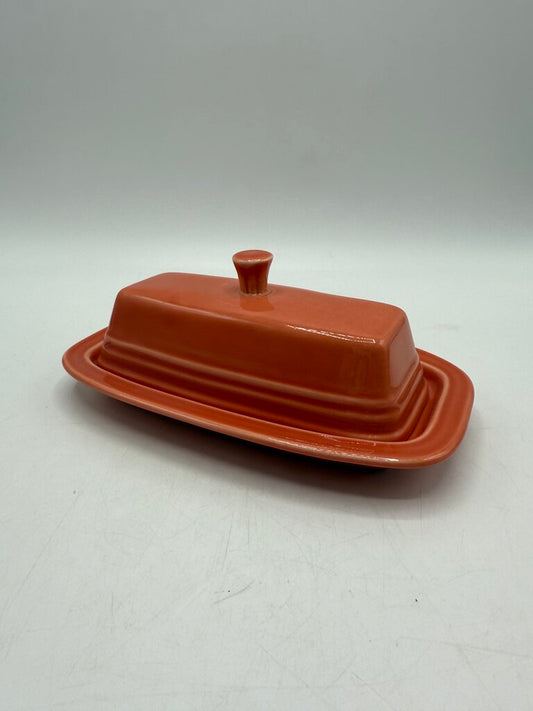 VTG Fiestaware Covered Butter Dish Tangerine Orange /rb
