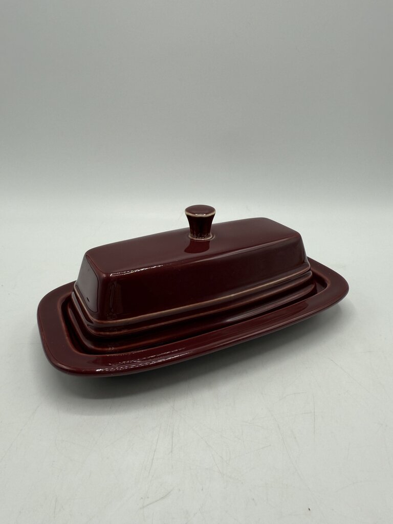 VTG Fiestaware Covered Butter Dish for 1/4 Stick in Claret Wine /rb