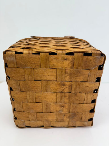 VTG Square HInged Pie Basket Double Handle /rw