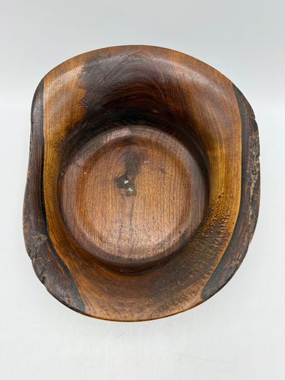 Solid Walnut Wood Bowl Handmade Signed /rw