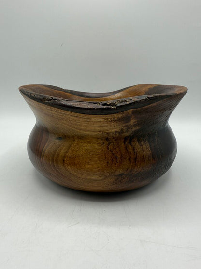 Solid Walnut Wood Bowl Handmade Signed /rw