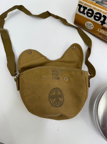 Vintage Official Boy Scout 2 Quart Aluminum Canteen in Box /rw
