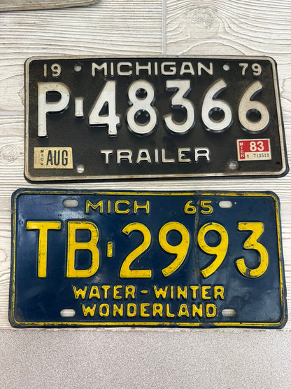 VTG Lot of 10 Michigan License Plate 1965 -1979 /ro