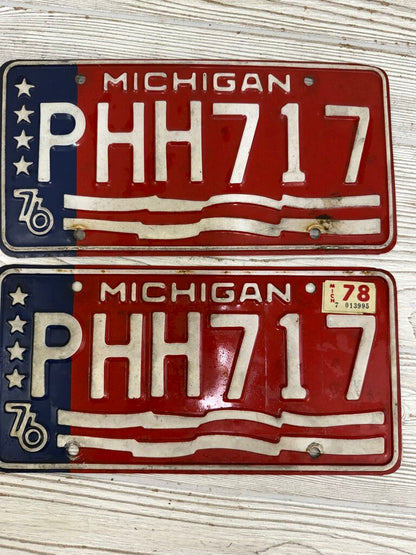 Bicentennial 1976 Michigan State License Plate lot of 9 /roh
