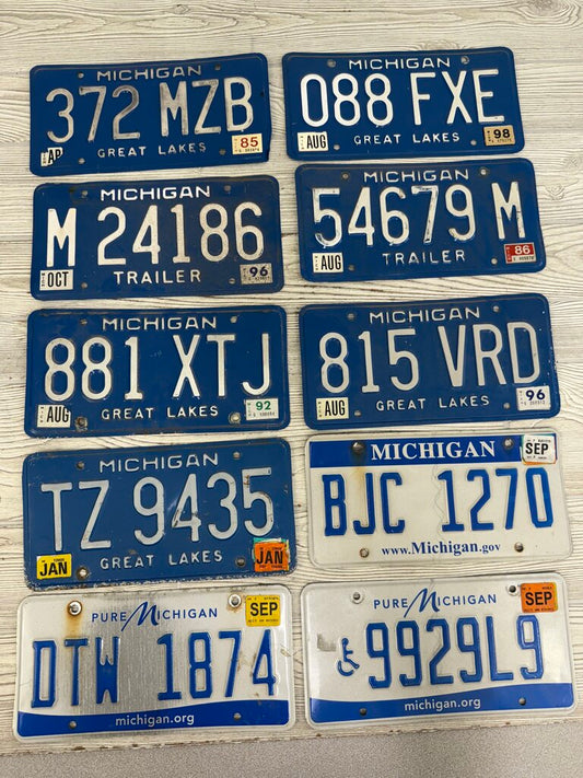 Michigan License Plates Lot of 10 Great Lakes 1985-2023 /roh