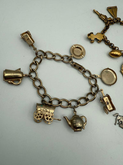 3 Vintage Costume Jewelry Charm Bracelet Western Theme /ro