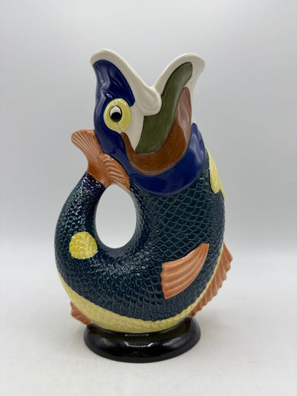 Dartmouth Wade Ceramic Koi Fish Gluggle Jug 8.5” Gurgle Pitcher /rw