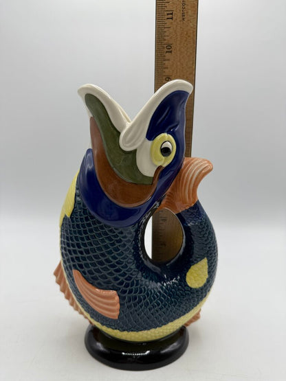 Dartmouth Wade Ceramic Koi Fish Gluggle Jug 8.5” Gurgle Pitcher /rw
