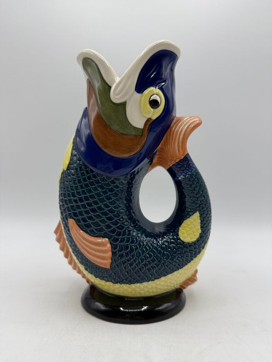 Dartmouth Wade Ceramic Koi Fish Gluggle Jug 8.5” Gurgle Pitcher /rw