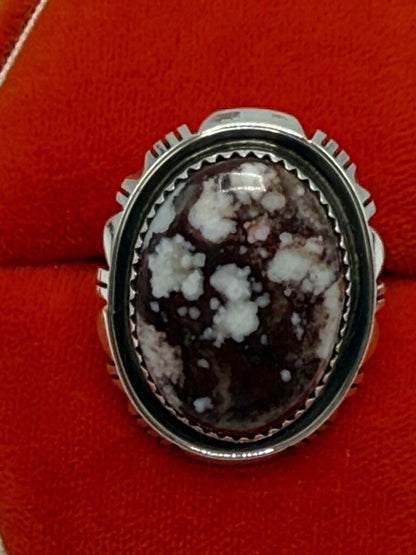 Artisan Signed B Piaso Jr. Brown/White Jasper Sterling Ring Size 9 /ro
