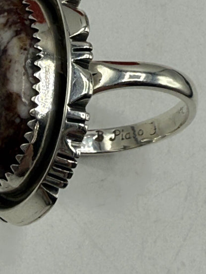 Artisan Signed B Piaso Jr. Brown/White Jasper Sterling Ring Size 9 /ro