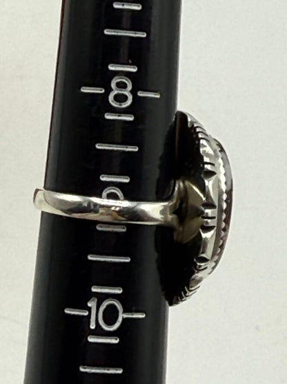 Artisan Signed B Piaso Jr. Brown/White Jasper Sterling Ring Size 9 /ro