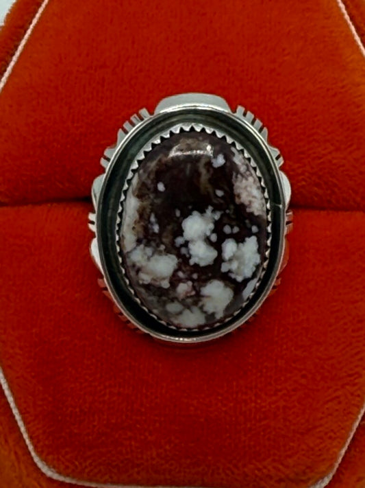 Artisan Signed B Piaso Jr. Brown/White Jasper Sterling Ring Size 9 /ro