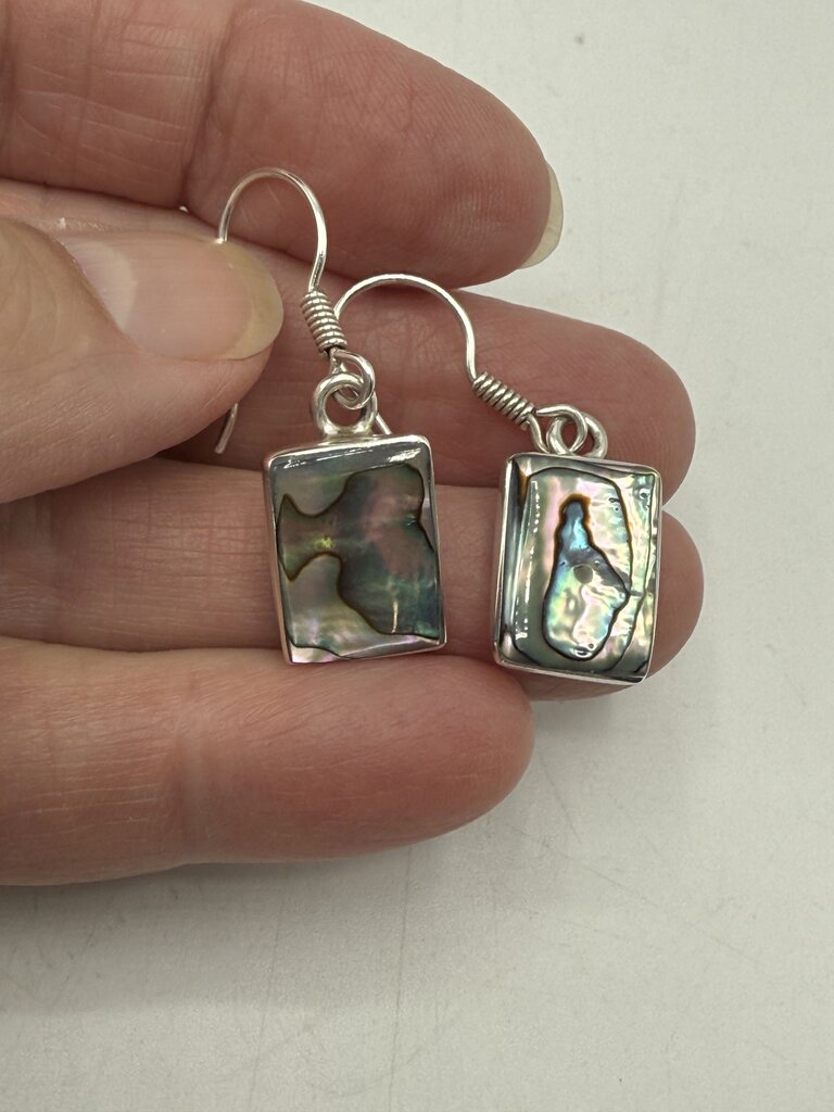 Abalone Shell Sterling Silver Pendant & Pierced Dangle Earrings /ro