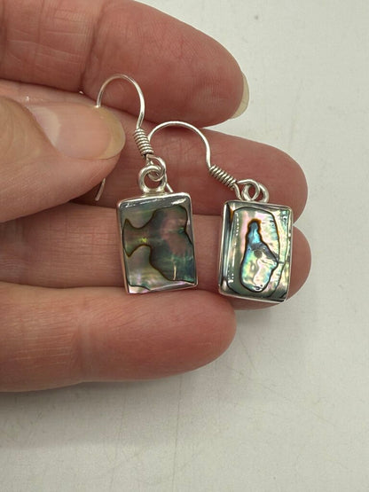 Abalone Shell Sterling Silver Pendant & Pierced Dangle Earrings /ro