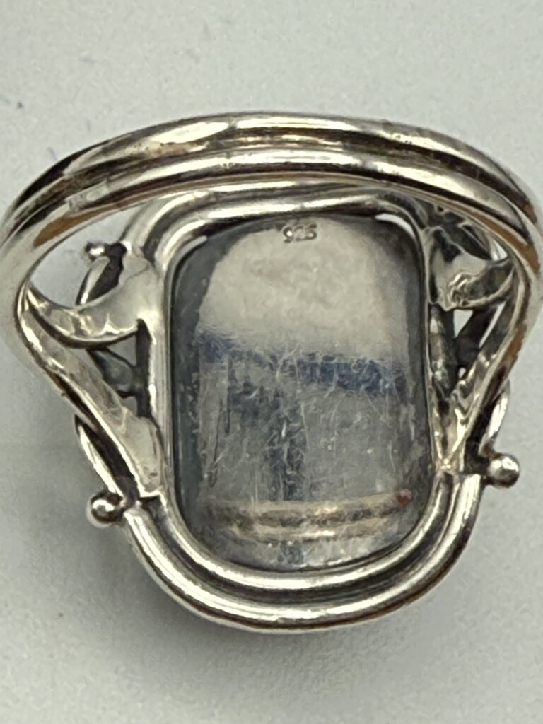 Copper Dolomite Stone Sterling Silver Statement Ring Size 9.75 /ro