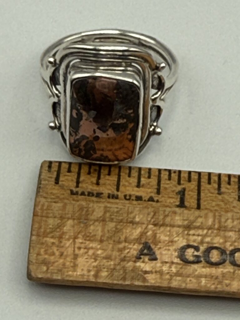 Copper Dolomite Stone Sterling Silver Statement Ring Size 9.75 /ro