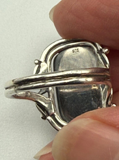 Copper Dolomite Stone Sterling Silver Statement Ring Size 9.75 /ro