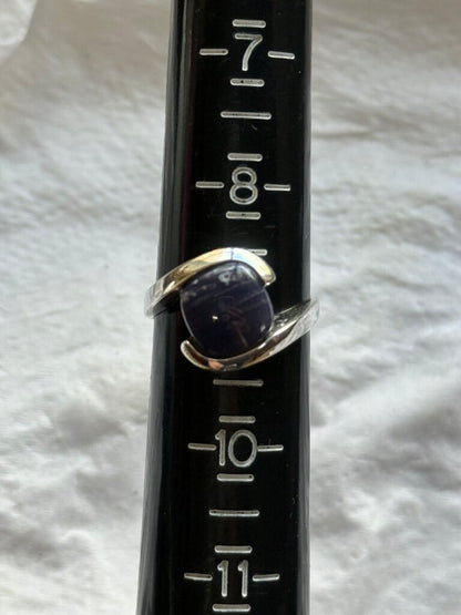 Sterling Silver Comfort Band Ring w/Navy Blue Stone Size 9 /ro