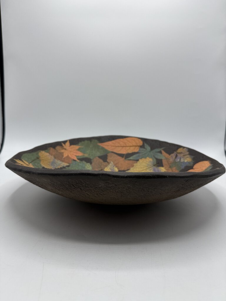 Petrified Forest Pottery Multi Leaf Handmade Bowl Signed /ro