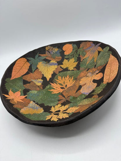 Petrified Forest Pottery Multi Leaf Handmade Bowl Signed /ro
