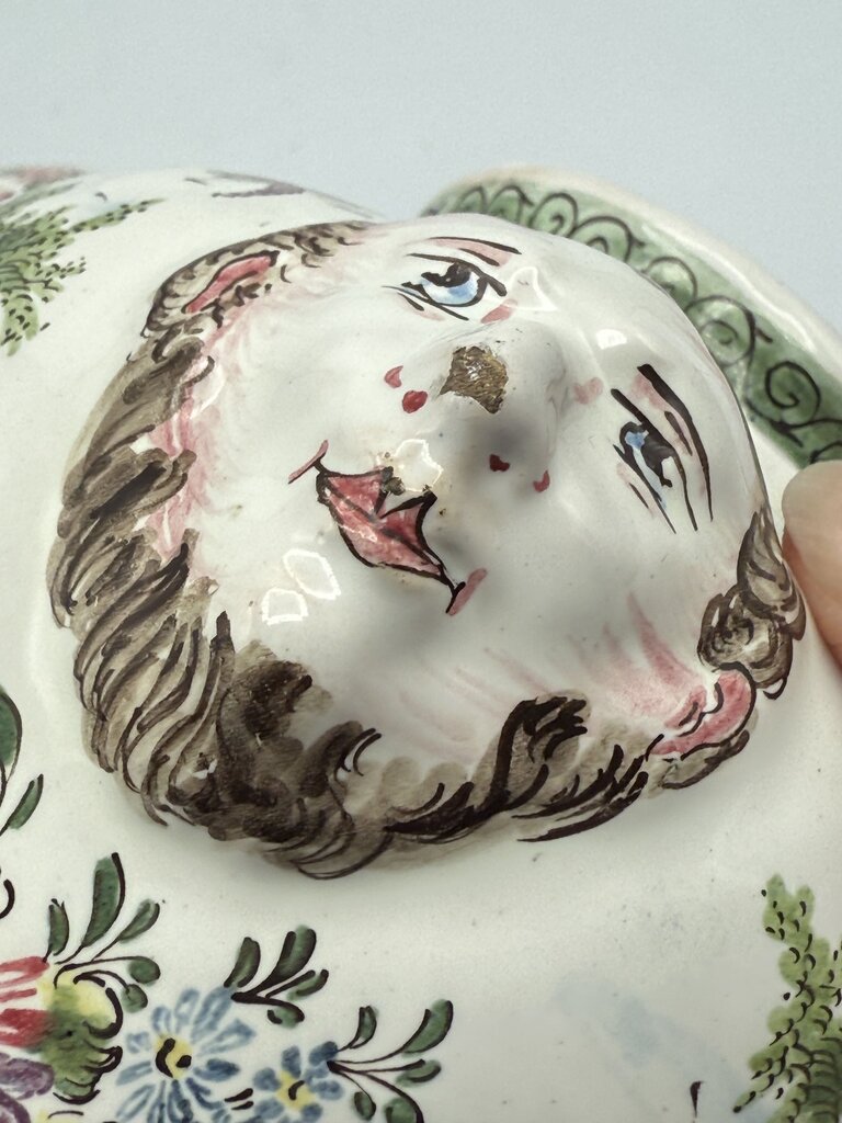 VTG Hand Painted Ceramic Urn w/Lid Victorian Theme 9” /ro