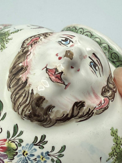 VTG Hand Painted Ceramic Urn w/Lid Victorian Theme 9” /ro