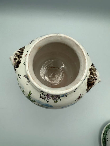 VTG Hand Painted Ceramic Urn w/Lid Victorian Theme 9” /ro