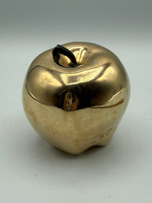 VTG 24 KT Gold Plate Apple Paperweight /ro