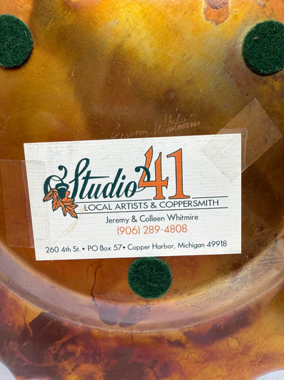 Handmade Scalloped Edge Copper Plate 12” Artist Signed /rw